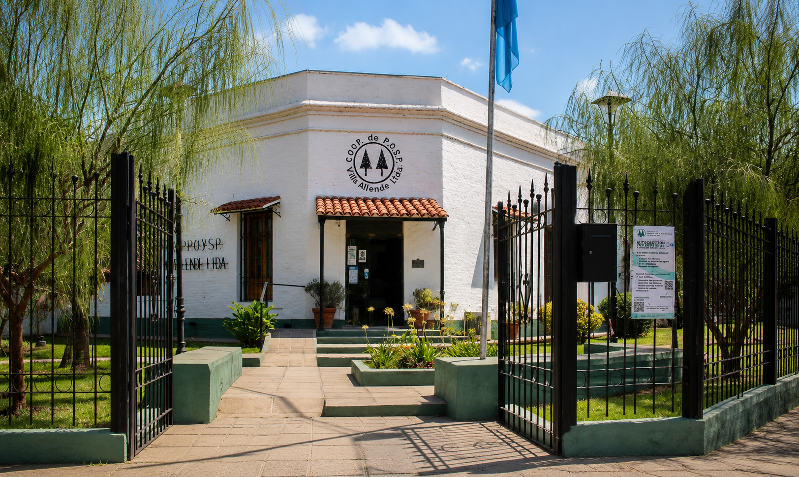 Fachada de la sede de la Cooperativa Villa Allende